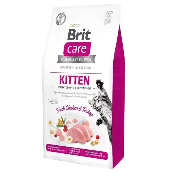 Brit Care Hipoalerjenik Kitten Tahılsız Tavuk ve Hindili Yavru Kedi Maması 6+1 KG