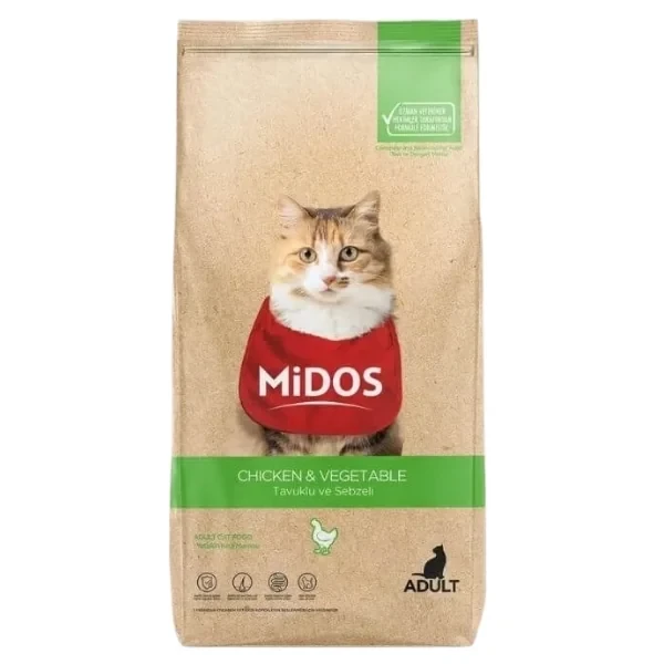 Midos Tavuk ve Sebzeli Yetişkin Kedi Maması 15KG