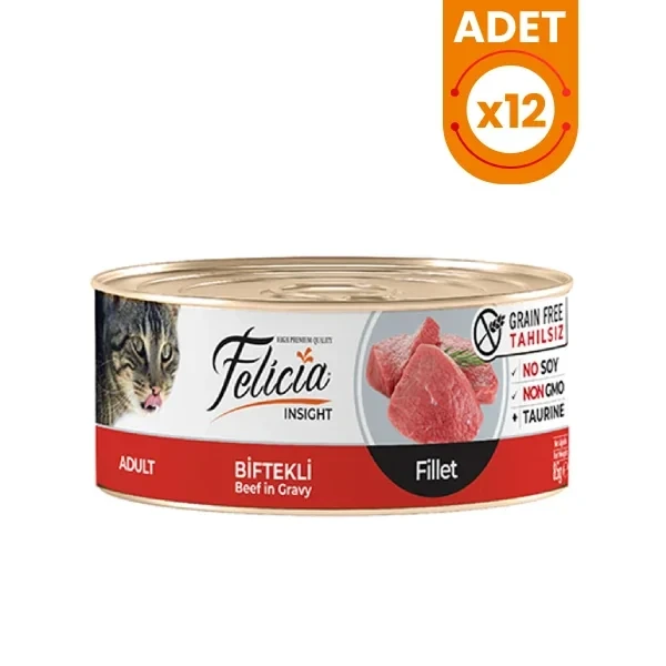 Felicia Tahılsız Biftekli Fileto Yetişkin Konserve Kedi Maması
